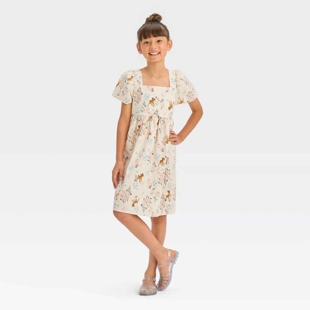 Disney X Target Bambi Cotton Puff Sleeve Dress in Ivory Size Large 10/12